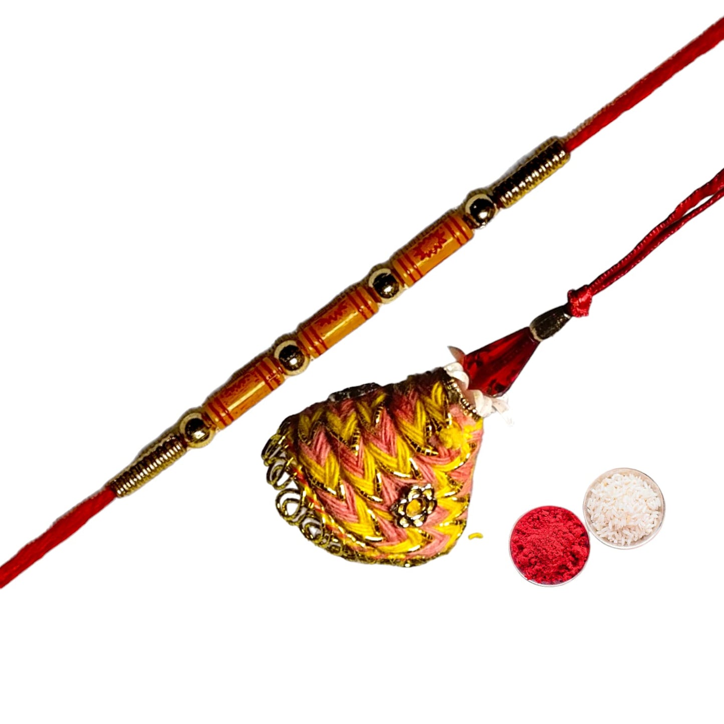 Bhaiya Bhabhi Zardosi Rakhi Set  (1 rakhi for brother , 1 rakhi for bhabhi)