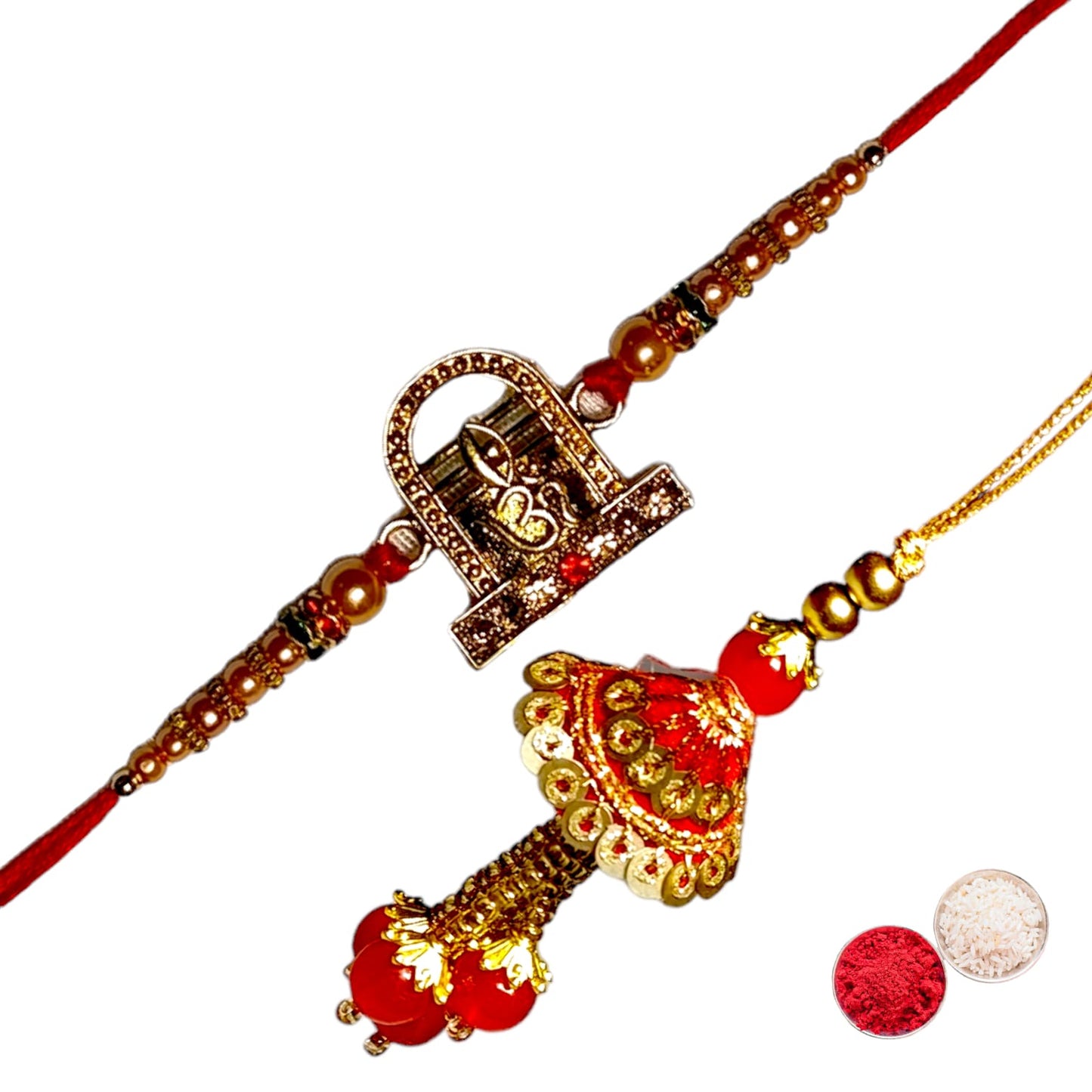 Bhaiya Bhabhi Zardosi Rakhi Set  (1 rakhi for brother , 1 rakhi for bhabhi)