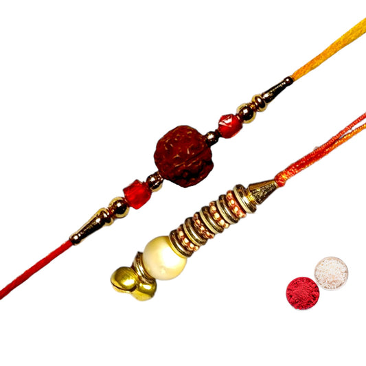 Bhaiya Bhabhi Zardosi Rakhi Set  (1 rakhi for brother , 1 rakhi for bhabhi)