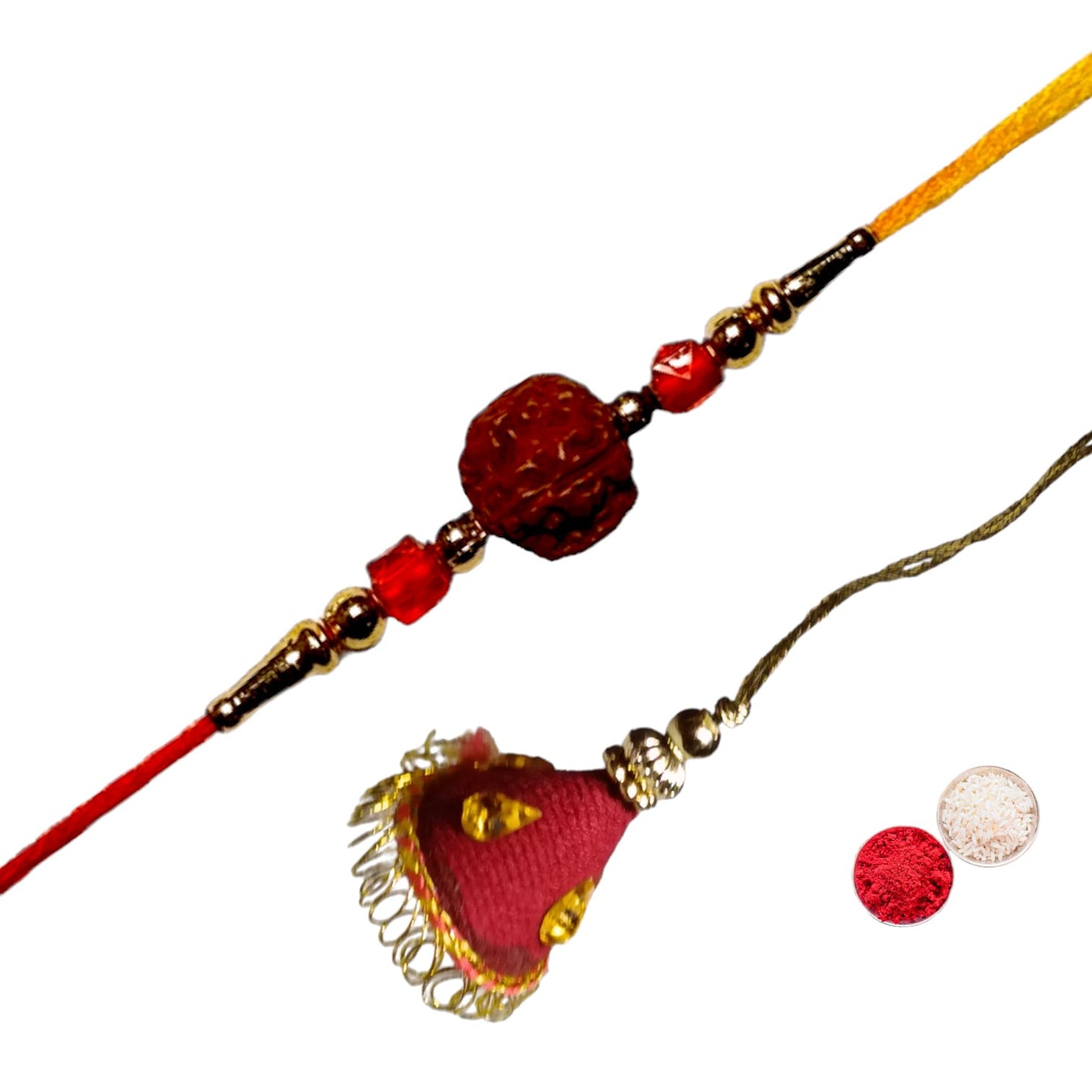 Bhaiya Bhabhi Zardosi Rakhi Set  (1 rakhi for brother , 1 rakhi for bhabhi)