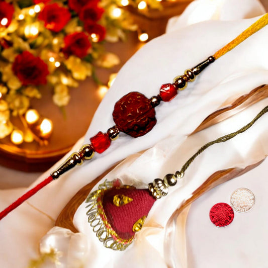 Bhaiya Bhabhi Zardosi Rakhi Set  (1 rakhi for brother , 1 rakhi for bhabhi)