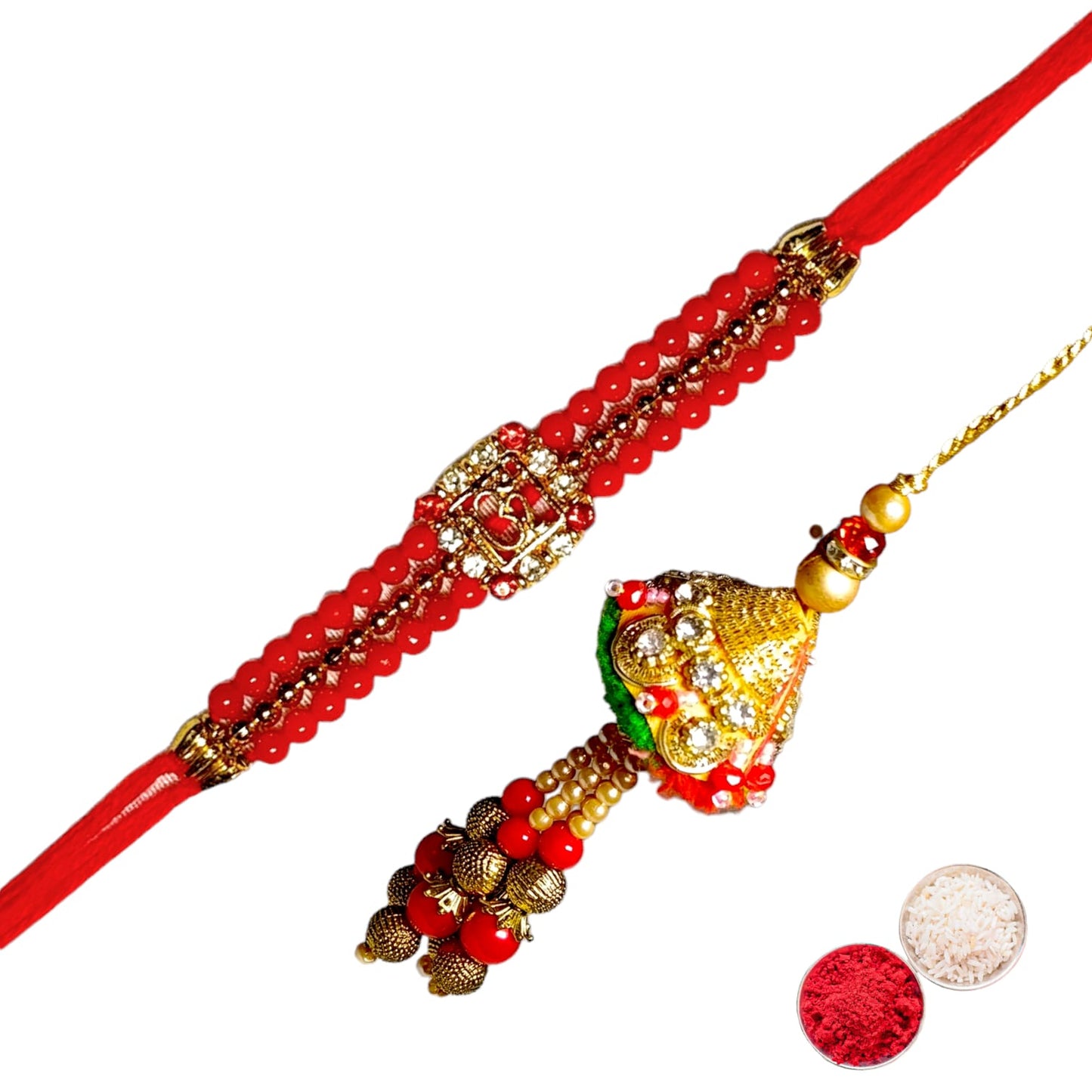 Bhaiya Bhabhi Zardosi Rakhi Set  (1 rakhi for brother , 1 rakhi for bhabhi)