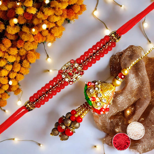 Bhaiya Bhabhi Zardosi Rakhi Set  (1 rakhi for brother , 1 rakhi for bhabhi)