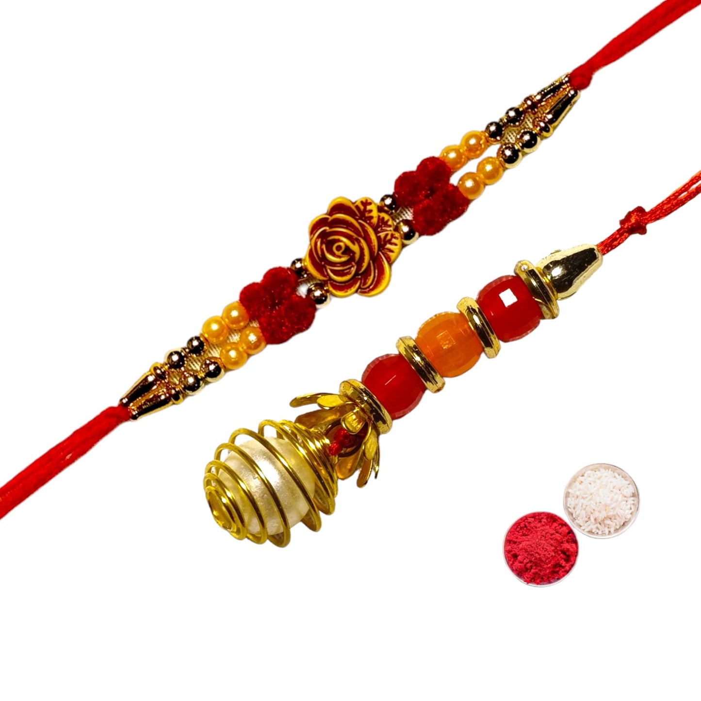 Bhaiya Bhabhi Zardosi Rakhi Set  (1 rakhi for brother , 1 rakhi for bhabhi)