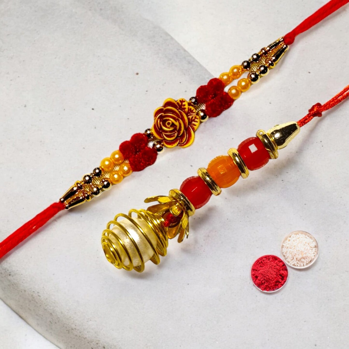 Bhaiya Bhabhi Zardosi Rakhi Set  (1 rakhi for brother , 1 rakhi for bhabhi)