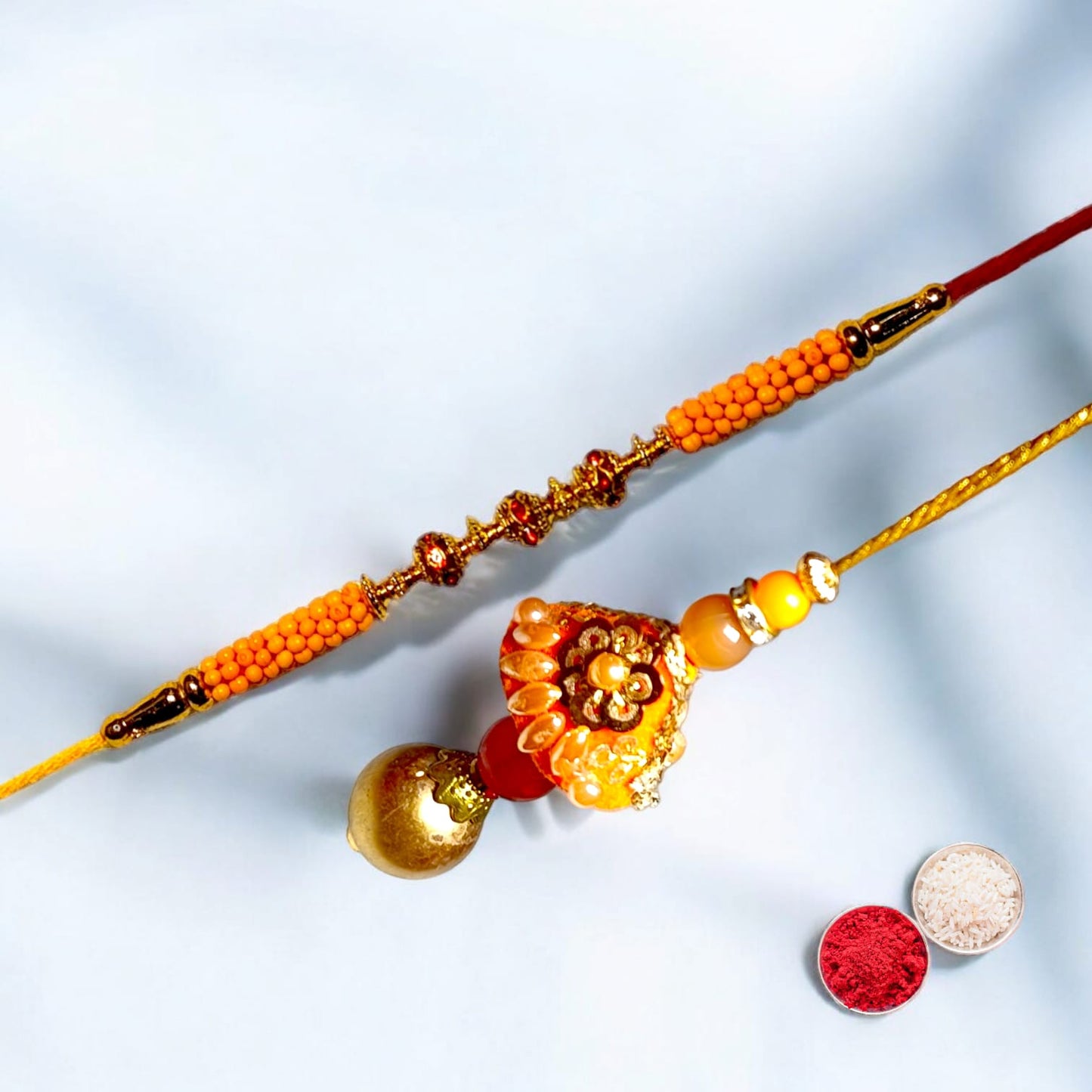 Bhaiya Bhabhi Zardosi Rakhi Set  (1 rakhi for brother , 1 rakhi for bhabhi)