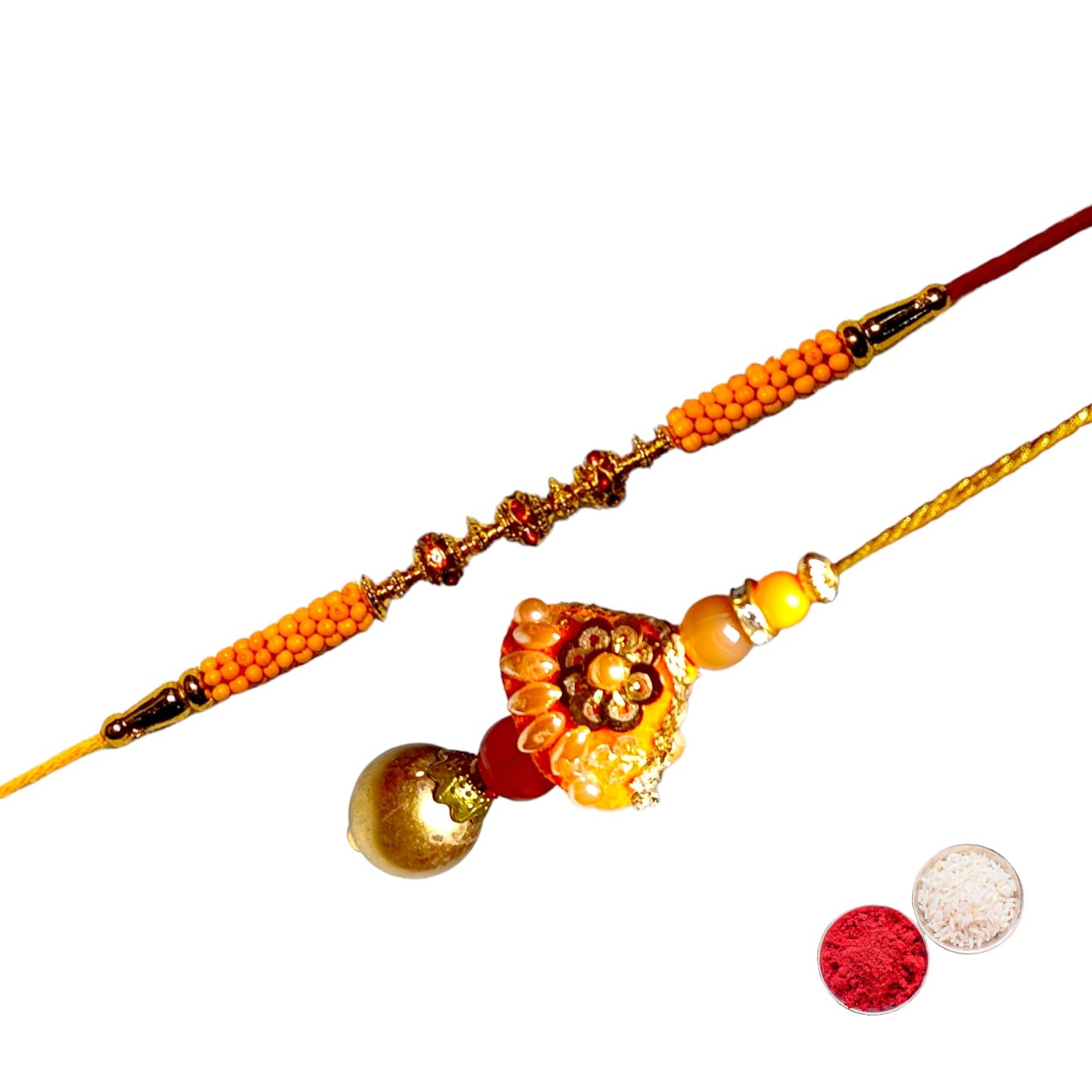 Bhaiya Bhabhi Zardosi Rakhi Set  (1 rakhi for brother , 1 rakhi for bhabhi)