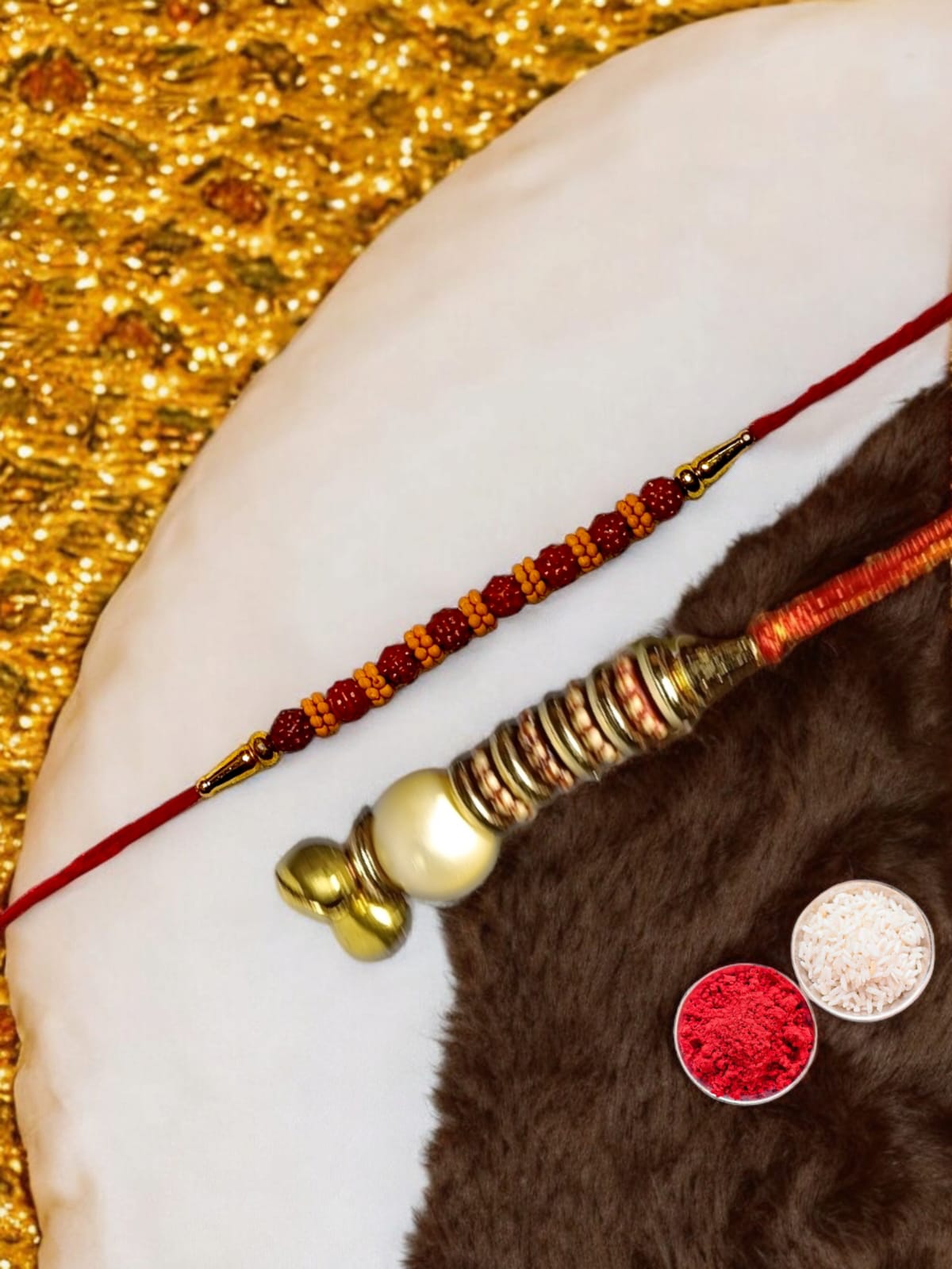 Bhaiya Bhabhi Zardosi Rakhi Set  (1 rakhi for brother , 1 rakhi for bhabhi)