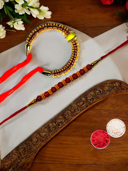 Bhaiya Bhabhi Zardosi Rakhi Set  (1 rakhi for brother , 1 rakhi for bhabhi)