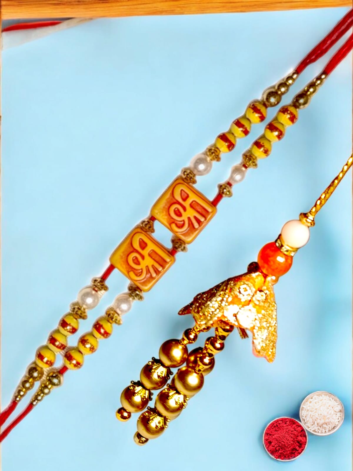 Bhaiya Bhabhi Zardosi Rakhi Set  (1 rakhi for brother , 1 rakhi for bhabhi)