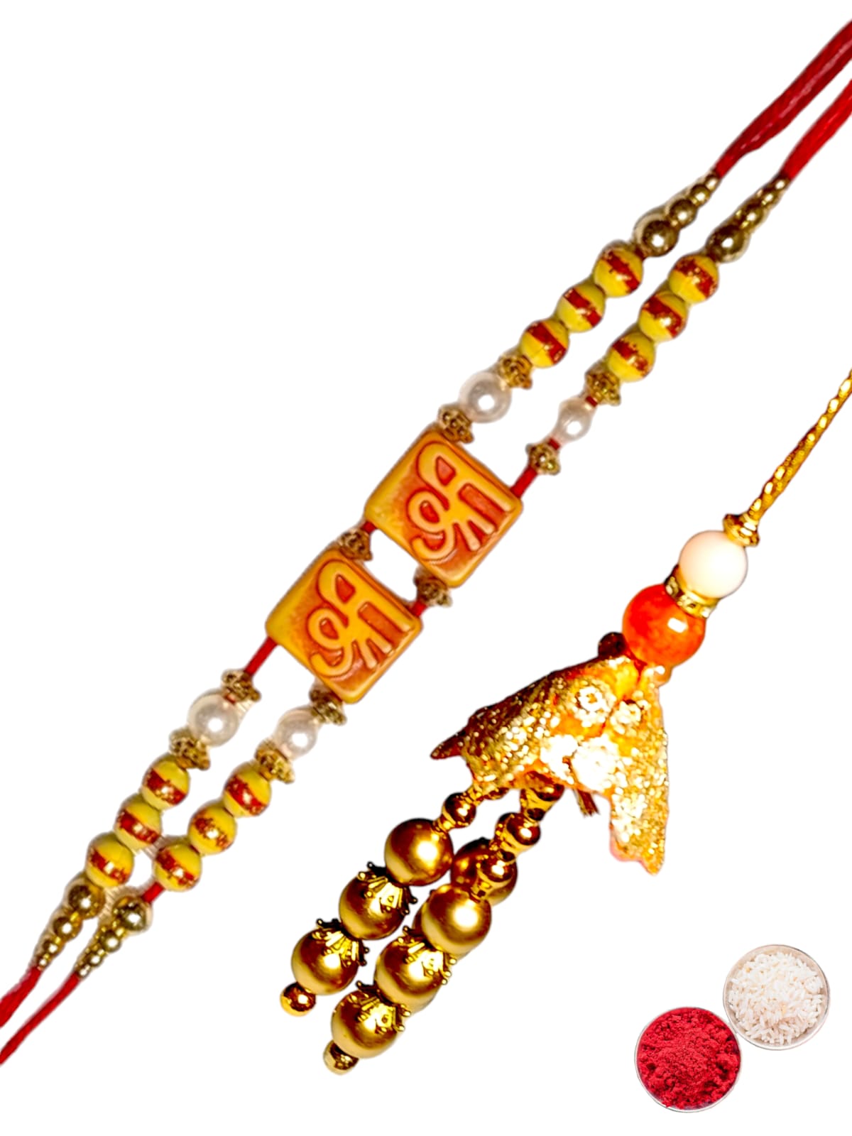 Bhaiya Bhabhi Zardosi Rakhi Set  (1 rakhi for brother , 1 rakhi for bhabhi)