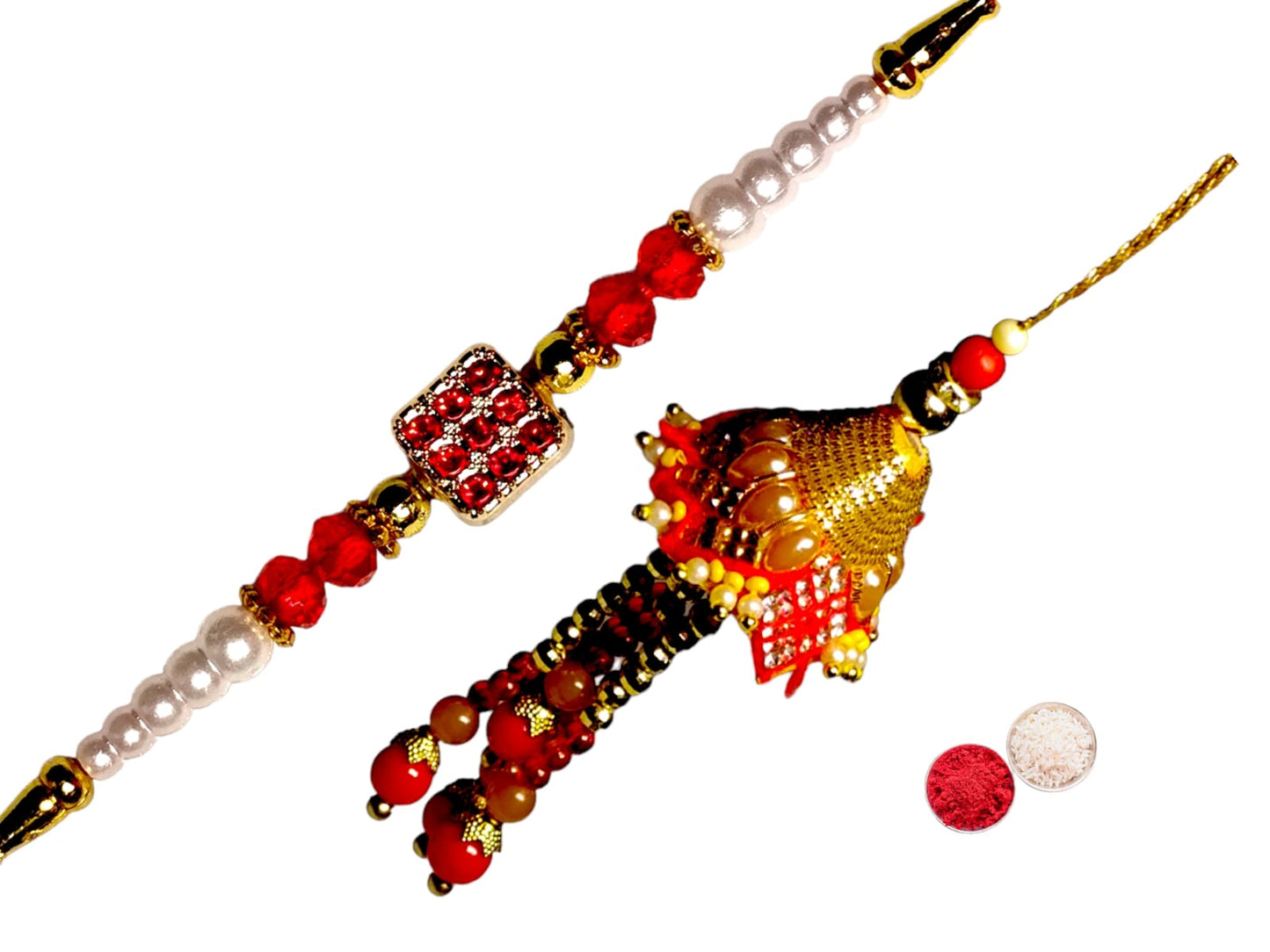 Bhaiya Bhabhi Zardosi Rakhi Set  (1 rakhi for brother , 1 rakhi for bhabhi)