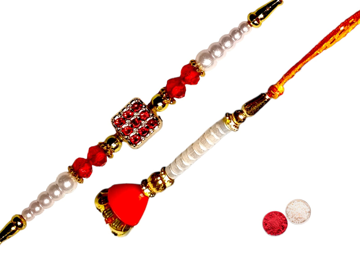 Bhaiya Bhabhi Zardosi Rakhi Set  (1 rakhi for brother , 1 rakhi for bhabhi)