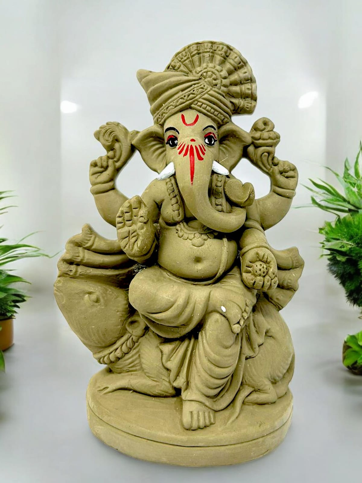 Suninow 100 % Eco Friendly Clay Ganesha Idol for Ganesh Chaturthi