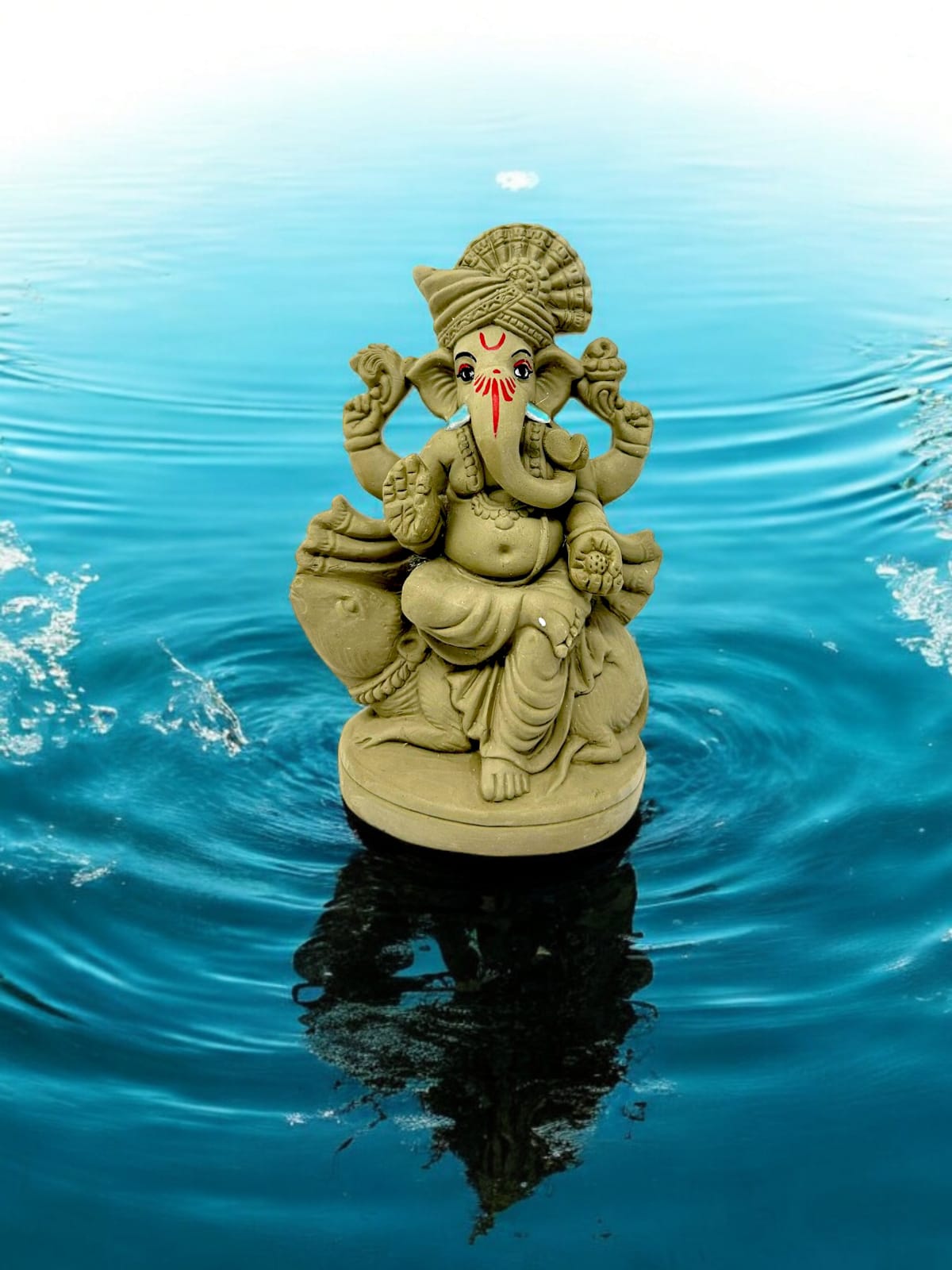 Suninow 100 % Eco Friendly Clay Ganesha Idol for Ganesh Chaturthi