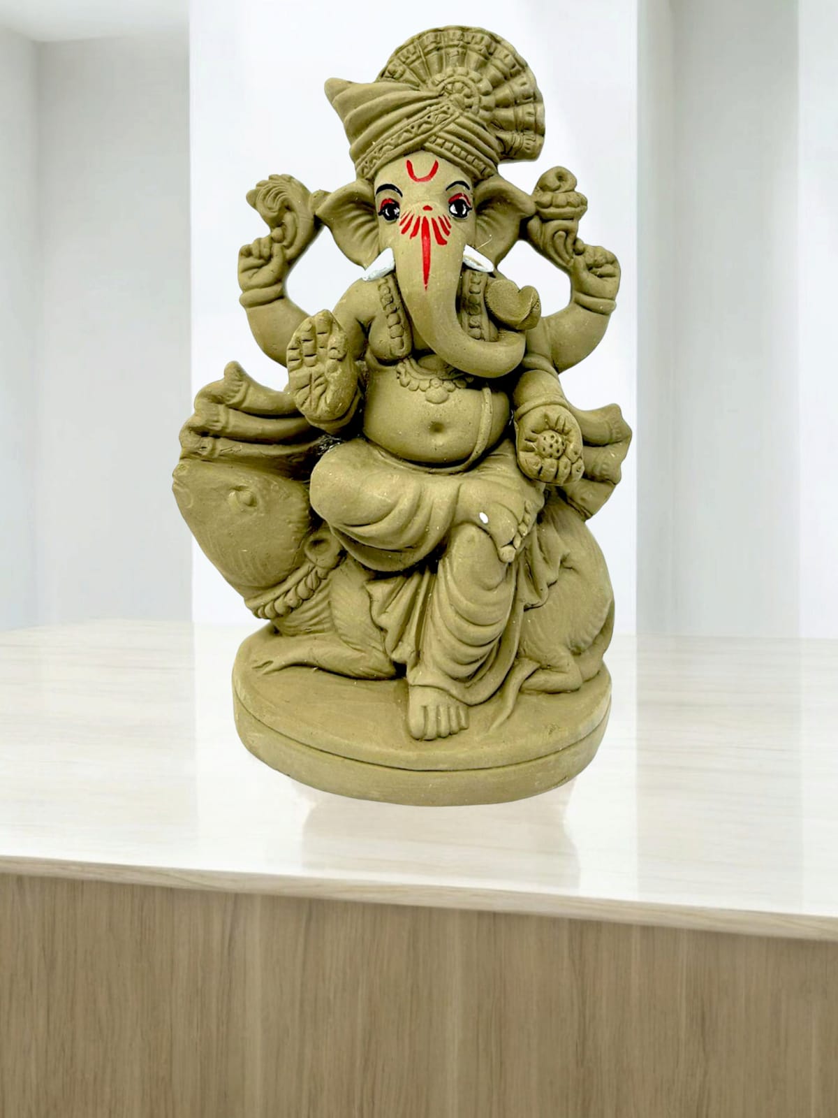 Suninow 100 % Eco Friendly Clay Ganesha Idol for Ganesh Chaturthi