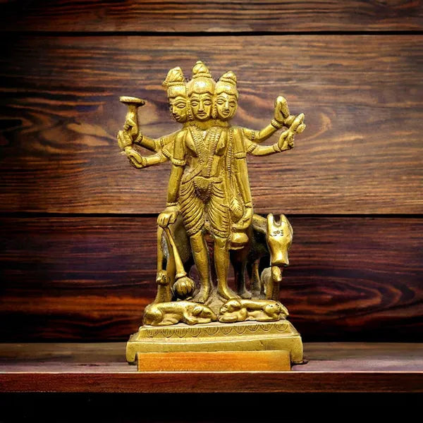 SUNINOW Suninow Brass Dattatreya Idol Decorative Showpiece - 16.5 cm (Brass, Gold)