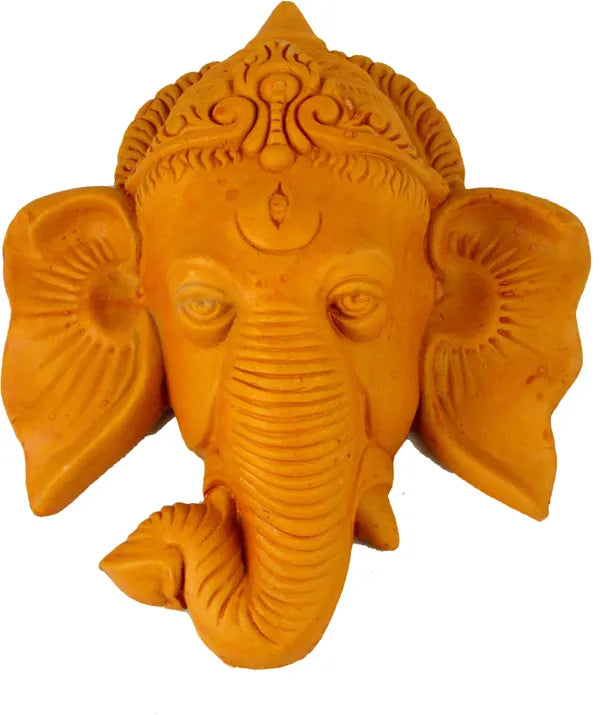 Ganesh Ji Hanging Ganpati Ganesha Idol For Car/Wall/Door/Pooja/Room |Hanging For Diwali Decorative Showpiece - 22 Cm (Terracotta, Brown)