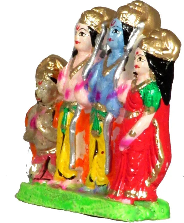 Ram Darbar Statue | Ram Darbar Idol | Ram Laxman Sita Hanuman Statue Decorative Showpiece - 8.5 Cm (Terracotta, Multicolor)