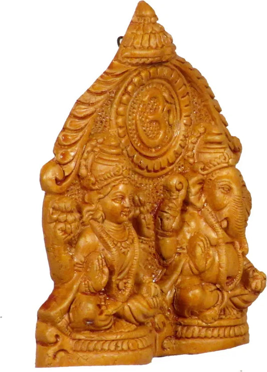 Ganesh Laxmi Idol For Hom Decorative Showpiece - 11.5 Cm (Terracotta, Multicolor)