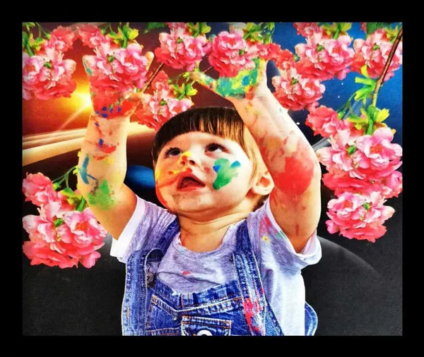 Photo & Frame Classical Baby Painting For Wall Decor | Wall Painting For Living Room Digital Reprint 13 Inch X 13 Inch Painting (With Frame)