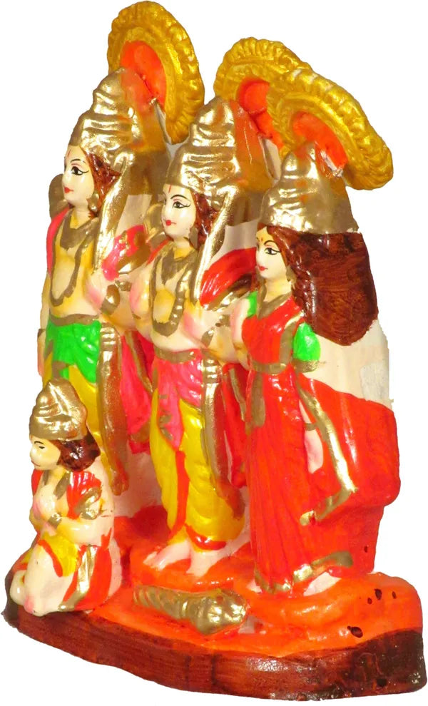 Ram Laxman Sita Hanuman Statue | Ram Darbar Statue Decorative Showpiece - 16 Cm (Terracotta, Multicolor)