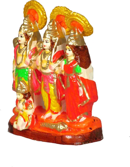 Ram Laxman Sita Hanuman Statue | Ram Darbar Statue Decorative Showpiece - 16 Cm (Terracotta, Multicolor)