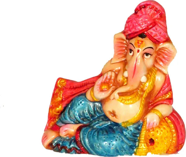 Lord Ganesha Idols For Pooja | Ganpati Statue Decorative Showpiece - 8.5 Cm (Terracotta, White)