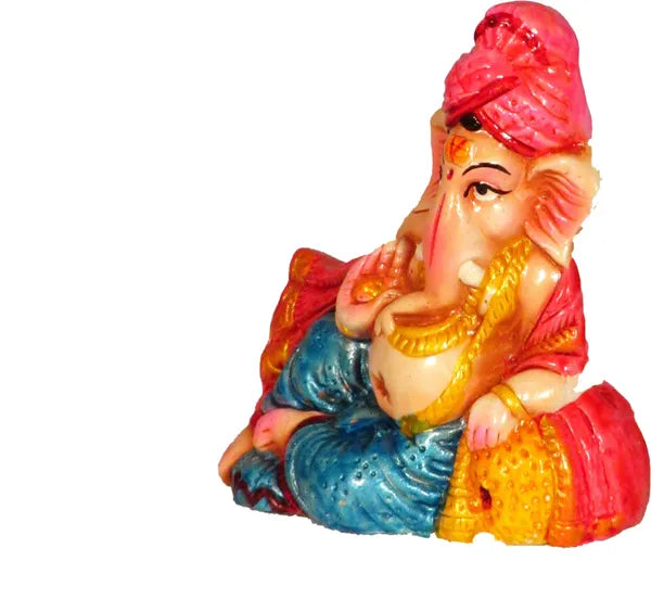 Lord Ganesha Idols For Pooja | Ganpati Statue Decorative Showpiece - 8.5 Cm (Terracotta, White)