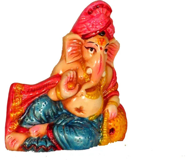 Lord Ganesha Idols For Pooja | Ganpati Statue Decorative Showpiece - 8.5 Cm (Terracotta, White)