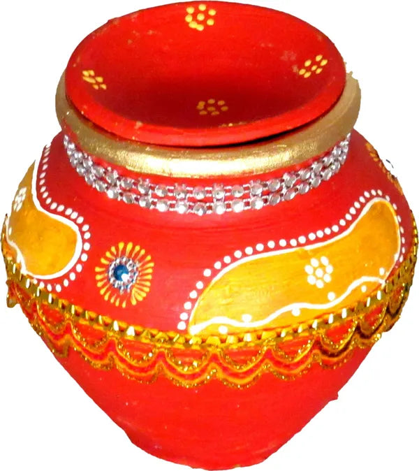 Terracotta Karwachauth And Ahoi Thali Set | Karwachauth Thali Terracotta (24 Pieces, Multicolor)