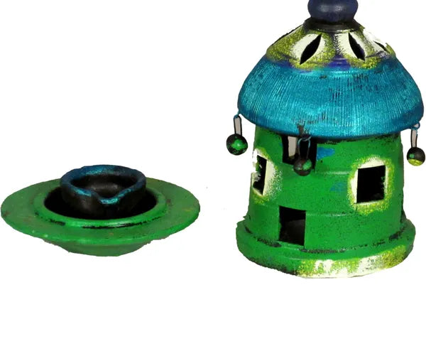 Tealight Candle Holder Set Terracotta 1 - Cup Tealight Holder (Green, Blue, Pack Of 1)