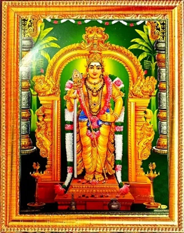 Photo & Frame SUNINOW Lord Karthikeya Murugan   for Pooja Room with Wall Hook ( 29 x 23 cm )