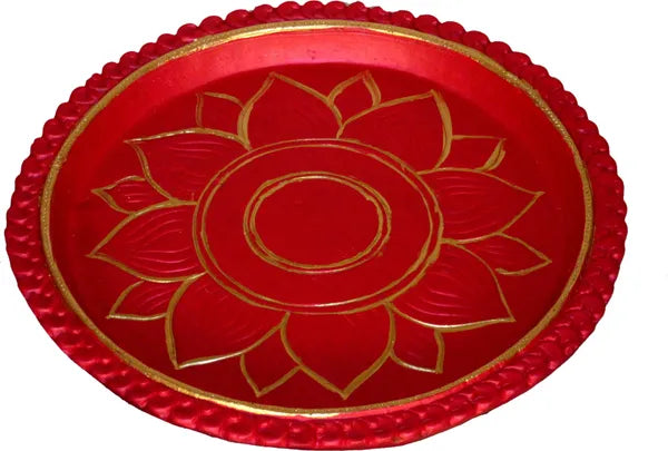 Photo & Frame 12 Inch Terracotta Karwachauth Thali Set With Full Size Chunni ,Glass ,Frame Terracotta (12 Pieces, Multicolor)