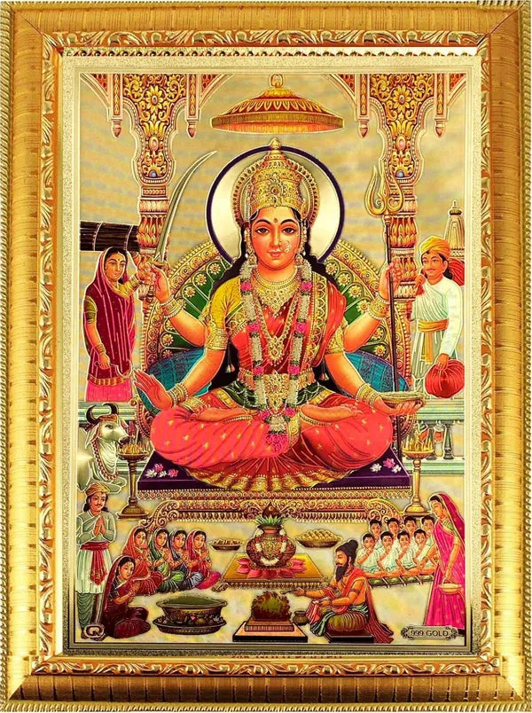 Photo & Frame Gold Foil Embossed Santoshi Mata