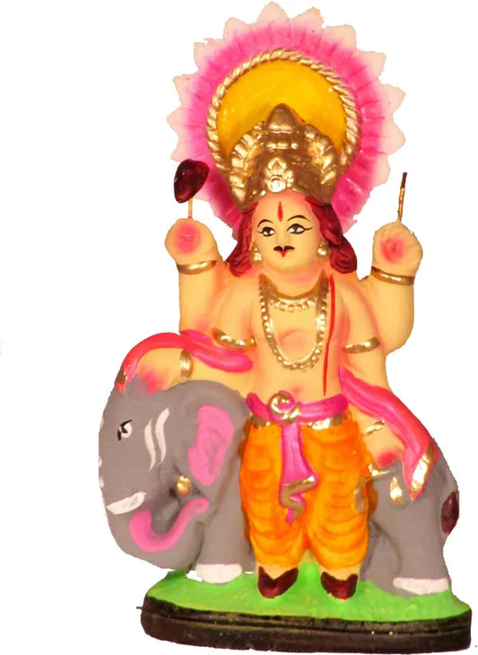 Clay / Terracotta Vishwakarma God Idol Decorative Showpiece - 14 Cm (Clay, Multicolor)