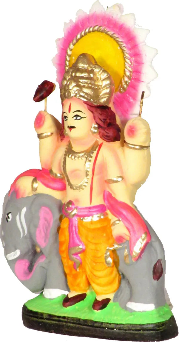 Clay / Terracotta Vishwakarma God Idol Decorative Showpiece - 14 Cm (Clay, Multicolor)