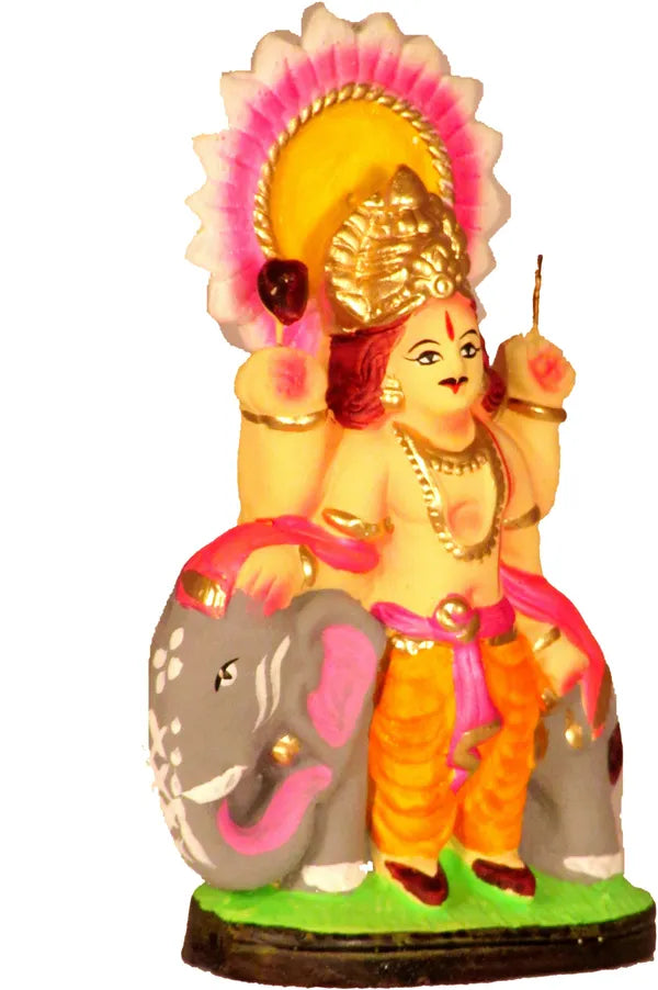 Clay / Terracotta Vishwakarma God Idol Decorative Showpiece - 14 Cm (Clay, Multicolor)