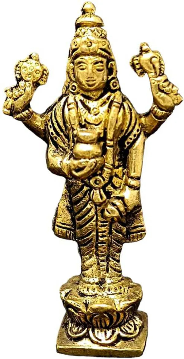 SUNINOW Suninow Brass Brass Statue of Ayurveda God Dhanvantari Idol Murti Decorative Showpiece - 20 cm (Brass, Gold)