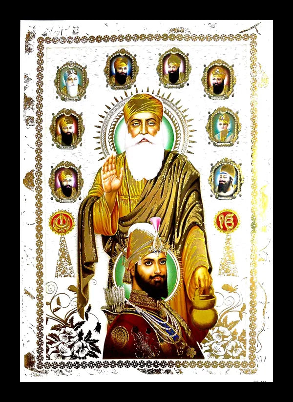 Photo & Frame Big Size Guru Nanak Dev Ji Painting ( 35 X 26 Cm )