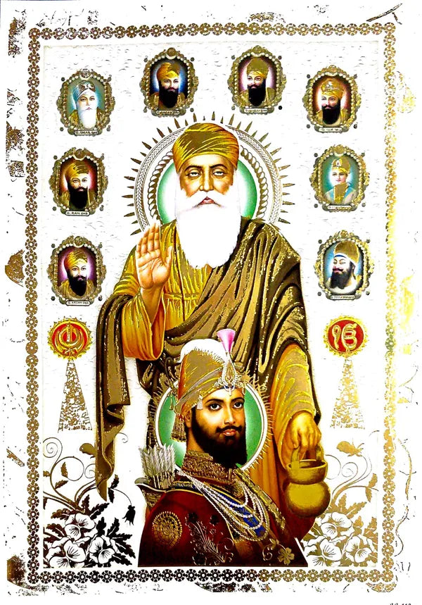 Photo & Frame Big Size Guru Nanak Dev Ji Painting ( 35 X 26 Cm )