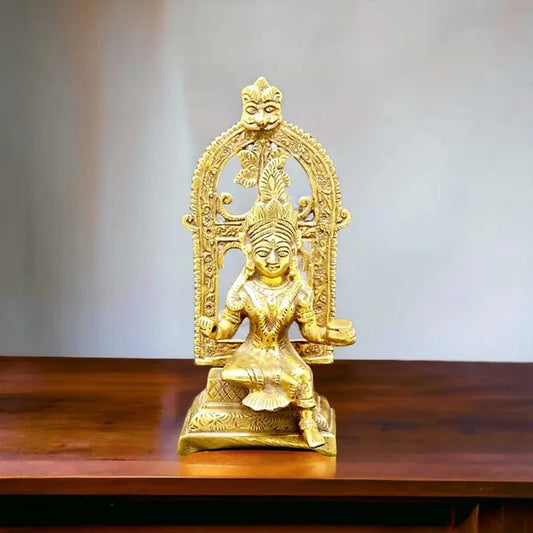 SUNINOW Suninow Brass Laxmi Devi idol for home and office Decorative Showpiece - 20 cm (Brass, Gold)