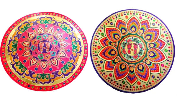 22.86 Cm Gold Foil Embossed Rangoli Design Self Adhesive Sticker (Pack Of 2)