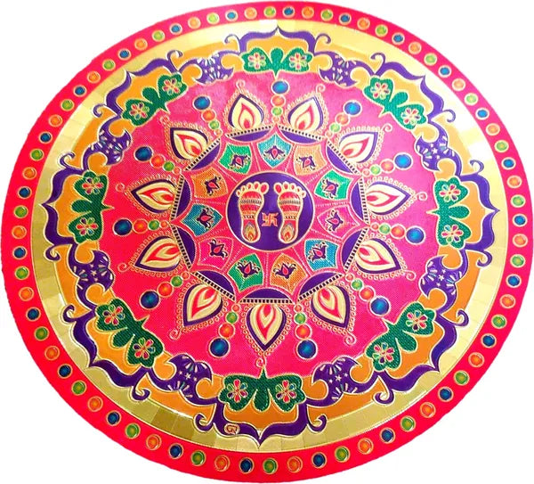 22.86 Cm Gold Foil Embossed Rangoli Design Self Adhesive Sticker (Pack Of 2)