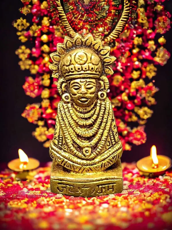 SUNINOW Suninow Brass Shyam Baba brass idol for home and office Decorative Showpiece - 8 cm (Brass, Gold)