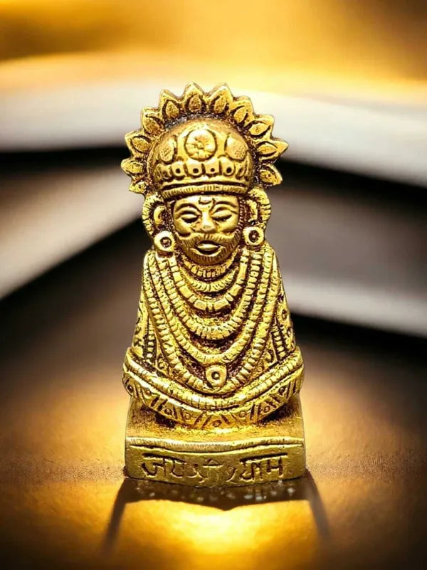 SUNINOW Suninow Brass Shyam Baba brass idol for home and office Decorative Showpiece - 8 cm (Brass, Gold)