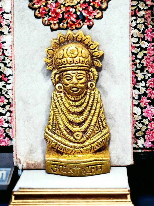 SUNINOW Suninow Brass Shyam Baba brass idol for home and office Decorative Showpiece - 8 cm (Brass, Gold)