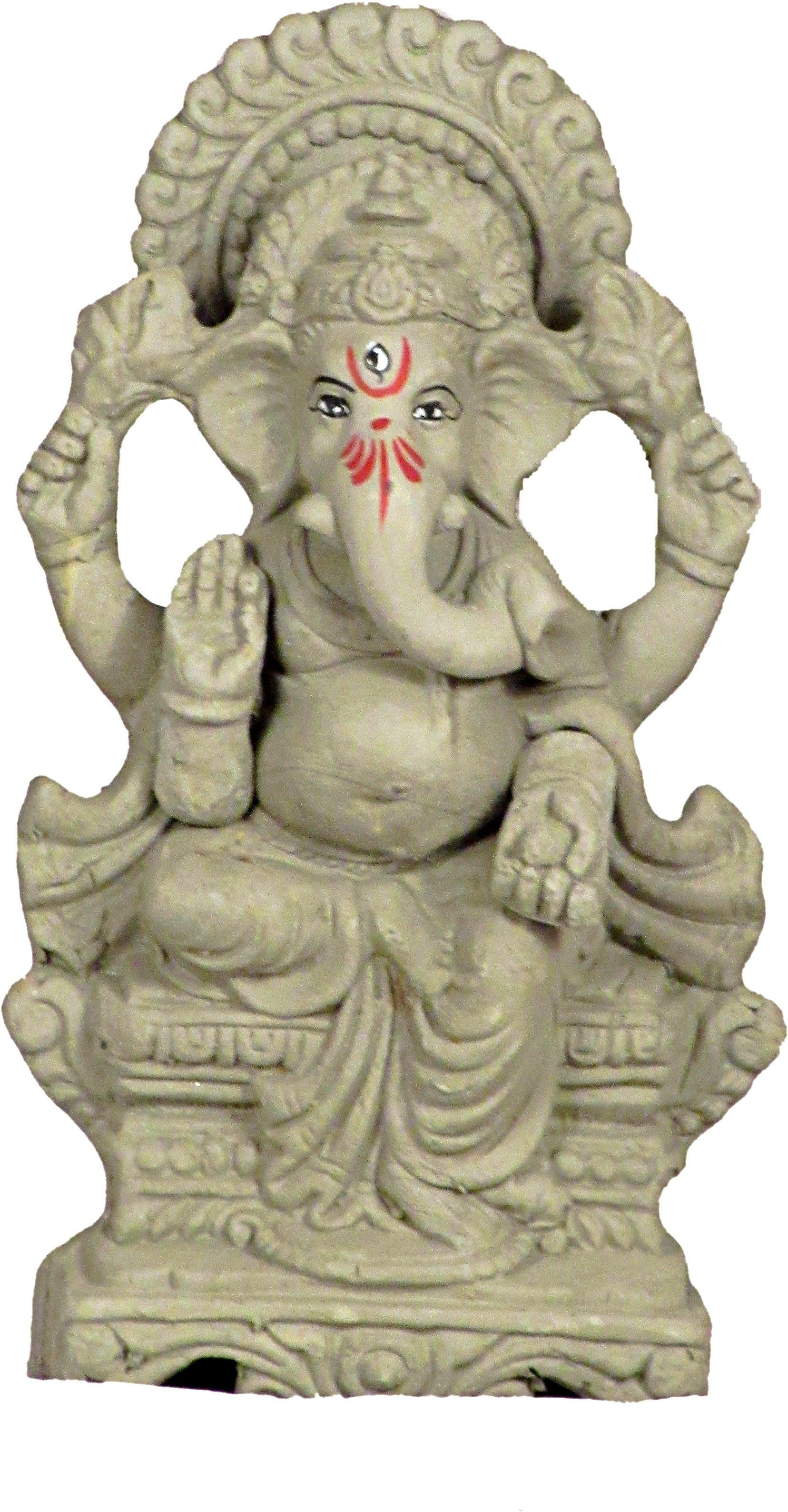 Suninow Eco Friendly Clay Ganesh Idol for Ganesh Chaturthi – 7.5 Inch