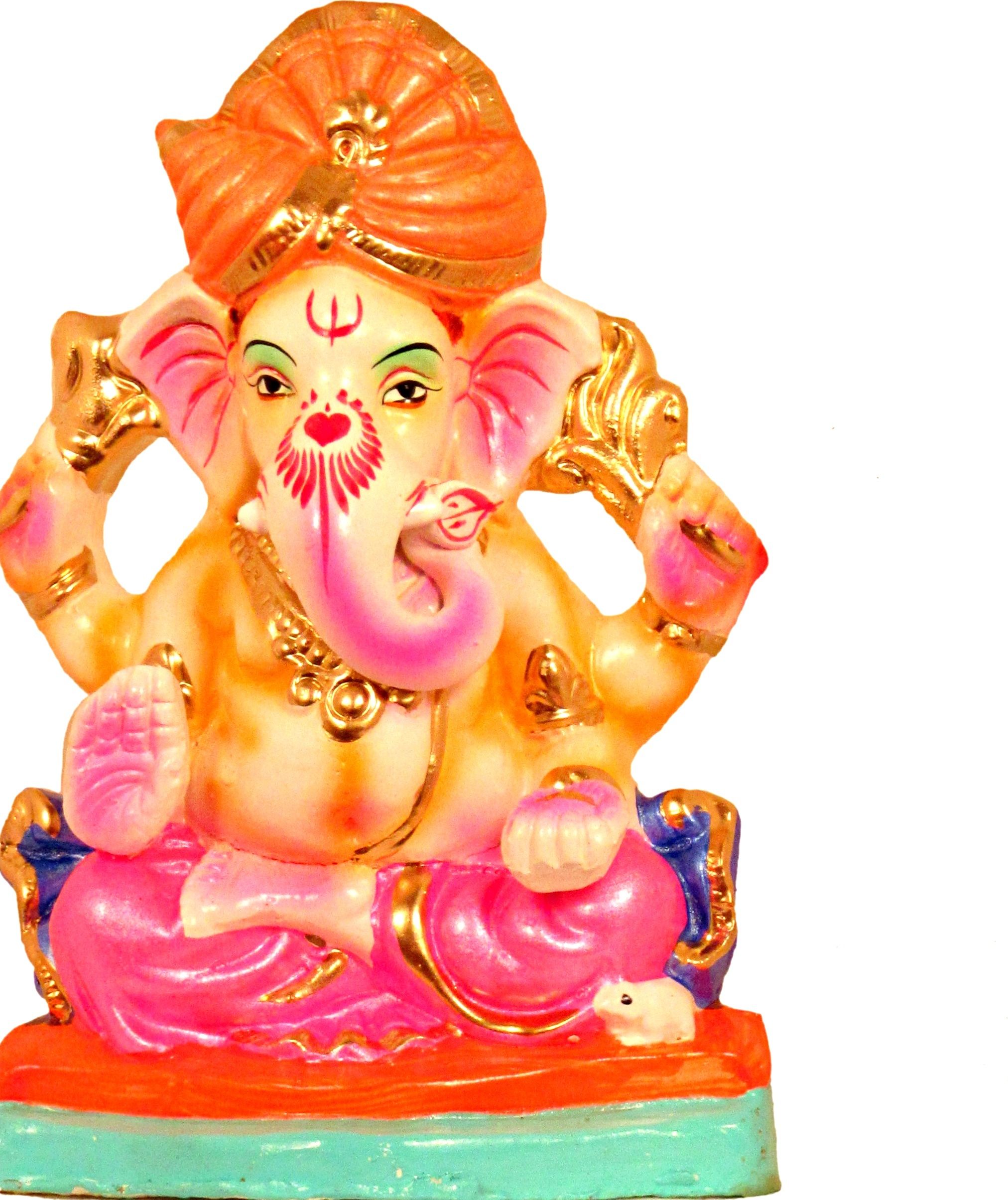Suninow Eco Friendly Clay Ganesh Idol for Ganesh Chaturthi – 7.1 Inch (8.5cm Deep)