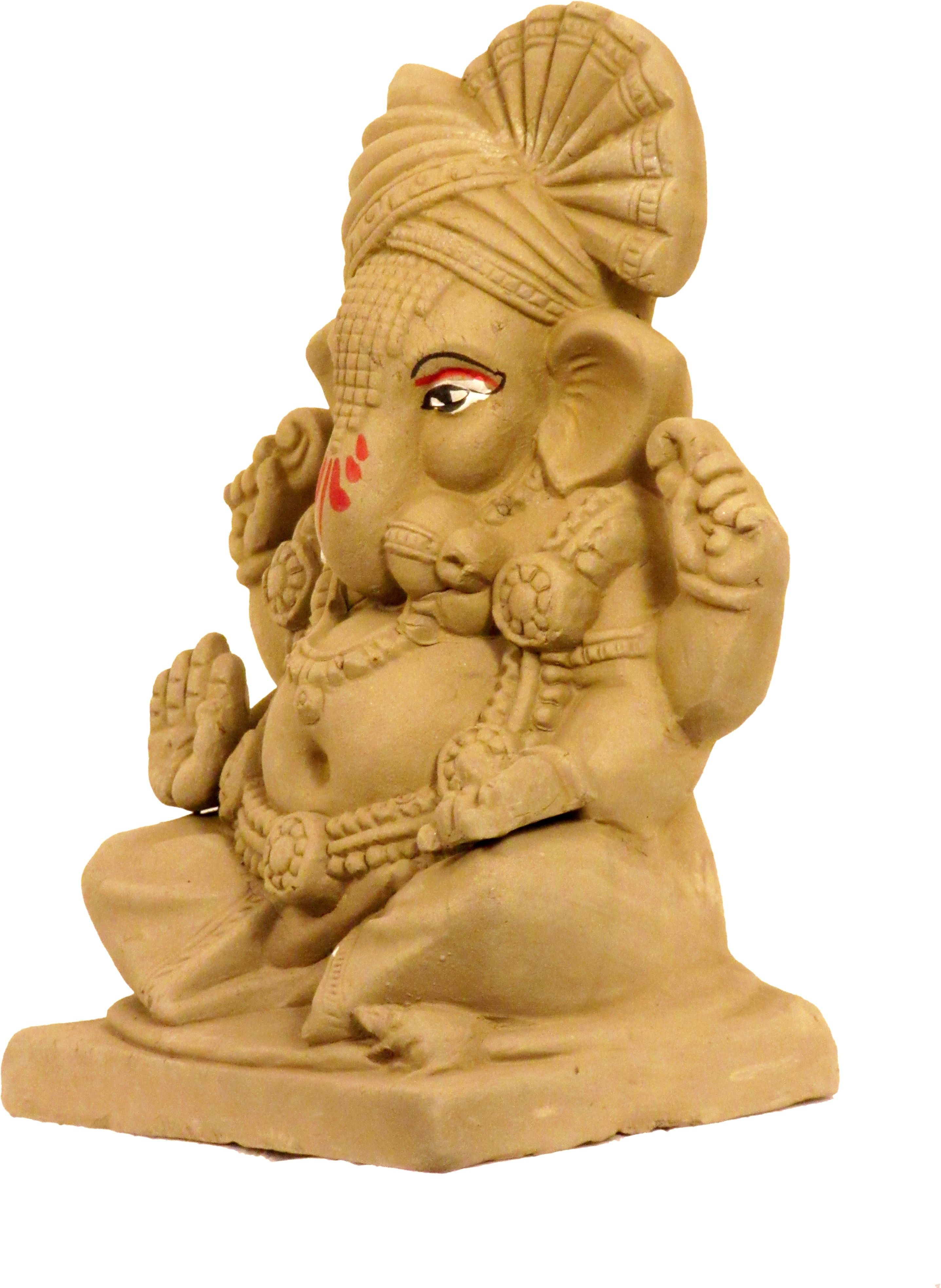 Suninow Eco Friendly Clay Ganesh Idol for Ganesh Chaturthi – 5.1 Inch